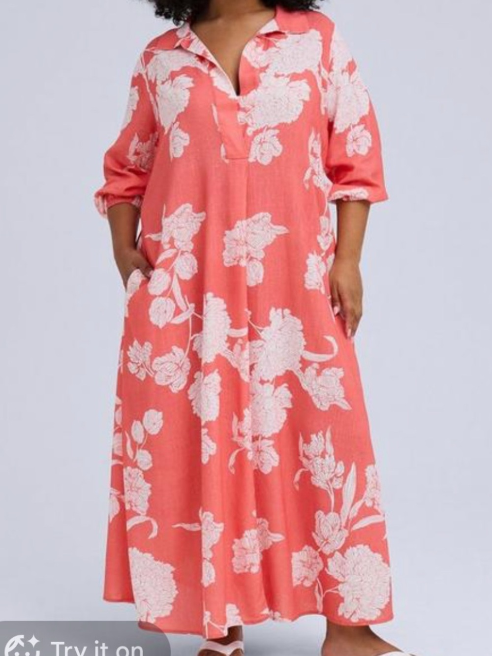 Coral Maxi Shirt Dress